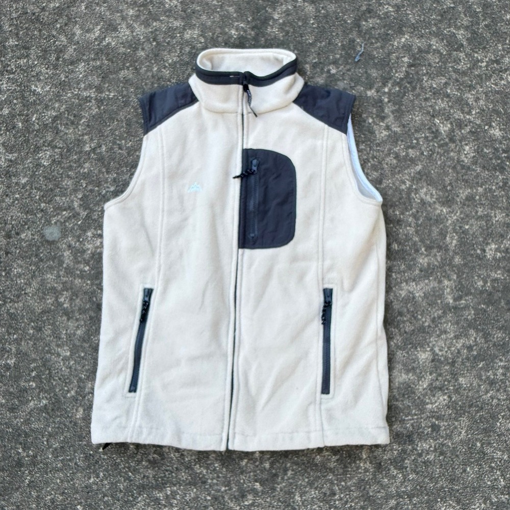 Snozu Women's‎ XL Fleece Vest Beige Gray Full Zip Outdoor Hiking Layer